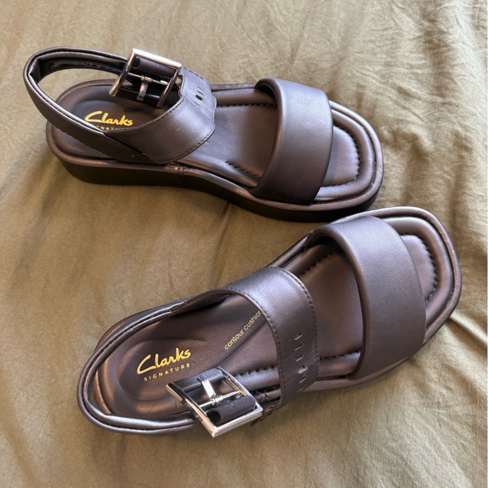 Clark’s Alda Strap Black Leather Sandals - brand new